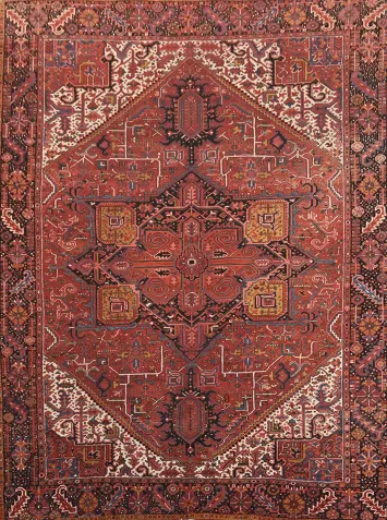 Geometric Wool Heriz Persian Large Rug 10x14