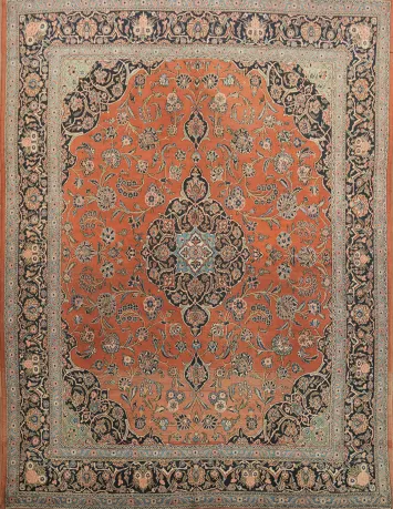 Traditional Floral Wool Kashan Persian Large Rug 11x14
