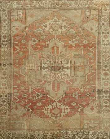 Pre-1900 Antique Heriz Serapi Oriental Area Rug 10x12