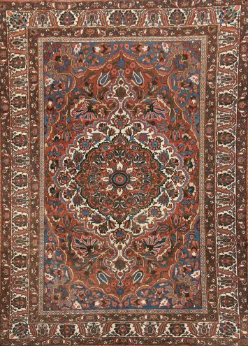 Decorative Medallion Bakhtiari Persian Area Rug 8x11