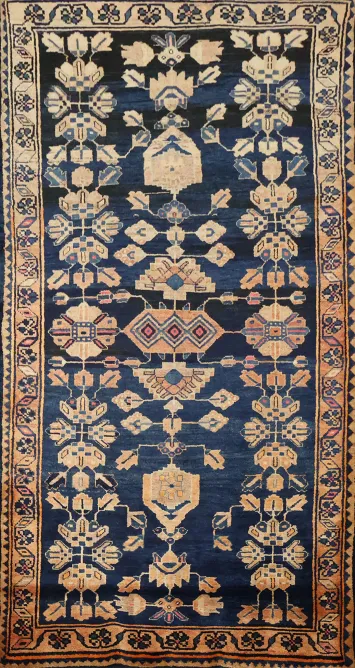 Blue Tribal Wool Bakhtiari Persian Area Rug 5x10
