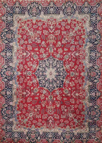 Floral Wool Kerman Persian Large Rug 10x14