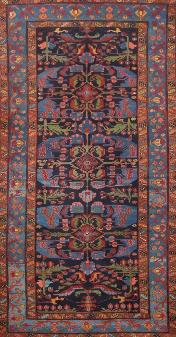 Blue Geometric Wool Bakhtiari Persian Area Rug 6x11