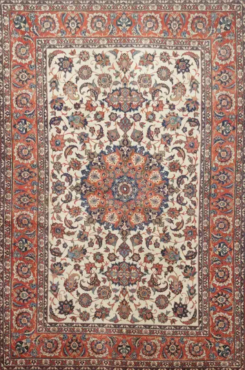 Top Quality Wool Antique Isfahan Persian Area Rug 5x8
