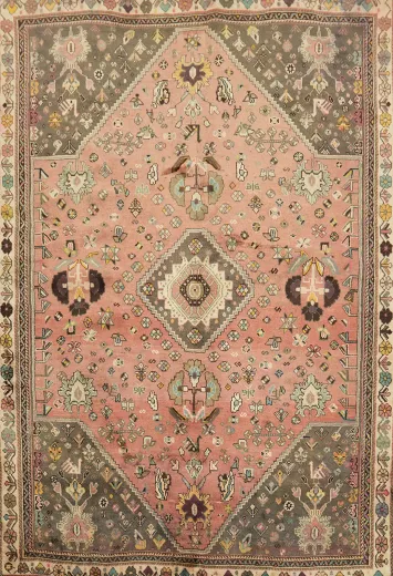 Vintage Tribal Wool Kashkoli Persian Area Rug 6x8