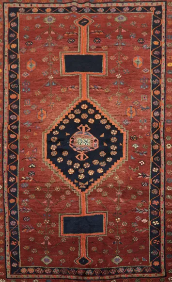 Wool Geometric Hamedan Persian Area Rug 5x8