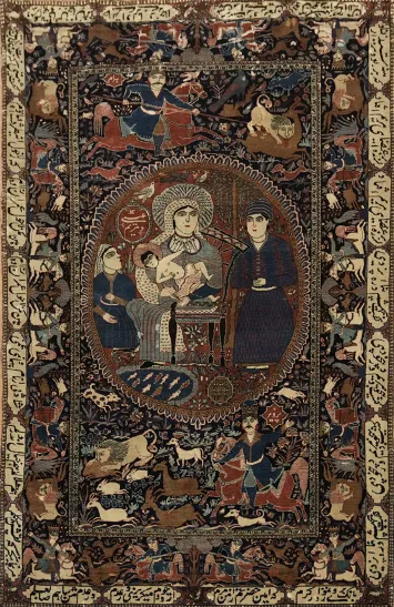 MASTERPIECE Pre-1900 Antique Kashan Mohtasham Persian Rug 4x7
