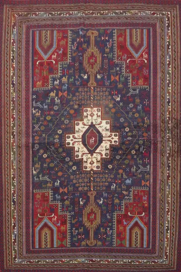 Flat Weave Wool Sumak Persian Rug 5x7