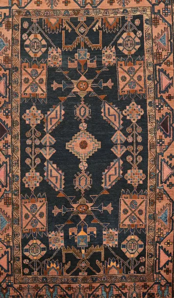 Geometric Wool Ardebil Persian Area Rug 5x9