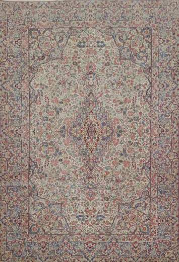 Top Quality Floral Wool Kerman Persian Area Rug 7x10