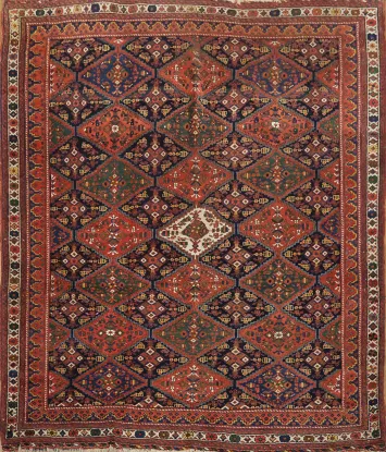 Antique Wool Geometric All Over Afshar Persian Rug 5x6