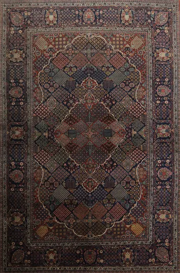 Antique Geometric Wool Kashan Dabir Persian Rug 5x7