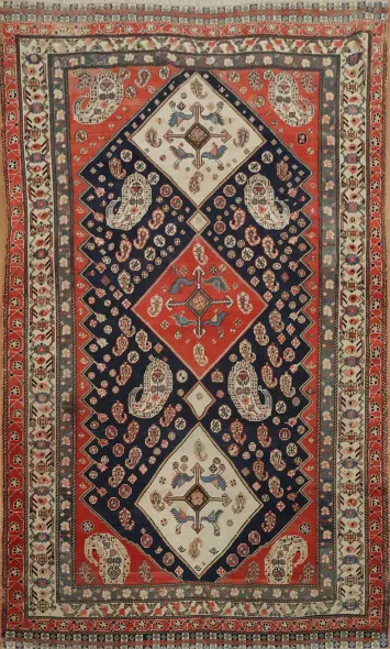 Pre-1900 Antique Afshar Persian Wool  Rug 4x7