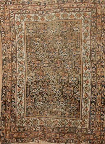 Pre-1900 Antique Bidjar Wool Persian Rug 4x5