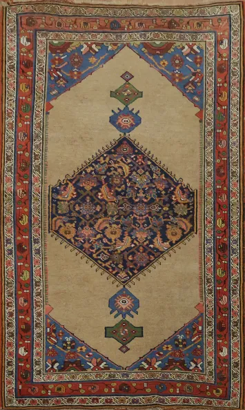 Antique Wool Bidjar Halvaei Persian Rug 4x7