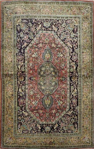 Silk Floral Anatolian Turkish Rug 4x6