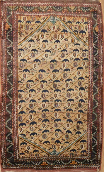 Vintage Wool Afshar Persian Rug 4x7