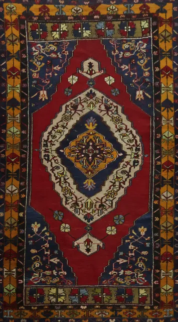 Anatolian Geometric Wool Turkish Rug 4x7