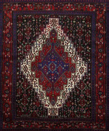 Wool Geometric Senneh Persian Rug 4x5