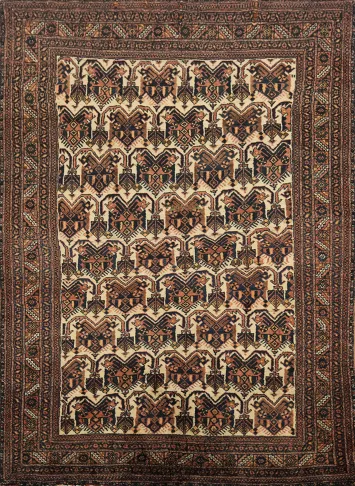 All Over Geometric Wool Afshar Persian Rug 4x6