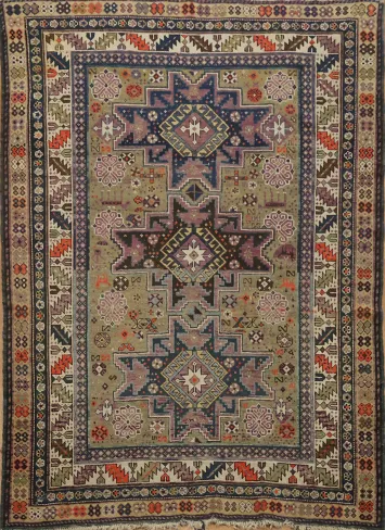 Pre-1900 Antique Kazak Oriental Rug 4x5
