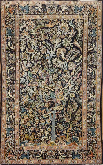 Tree Of Life Wool Kashan Persian Rug 5x7