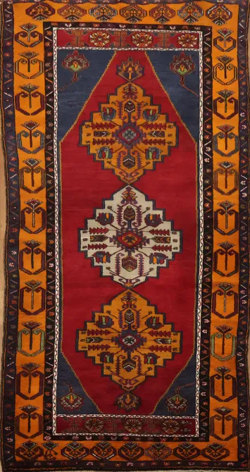 Vintage Wool Anatolian Turkish Rug 4x8