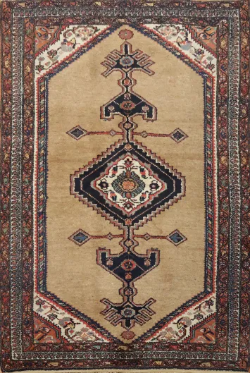 Geometric Wool Malayer Persian Rug 4x7