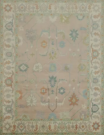 Traditional Pastel Oushak Hand Made Area Rug 9x12
