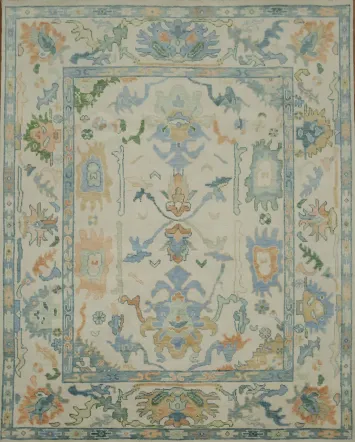 Ivory and Blue Oriental Rug Perfect for Living Room Ambiance 8' x 10'