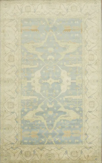 10x16 Light Blue Oushak Rug - Authentic Hand-Knotted Traditional Wool Rug