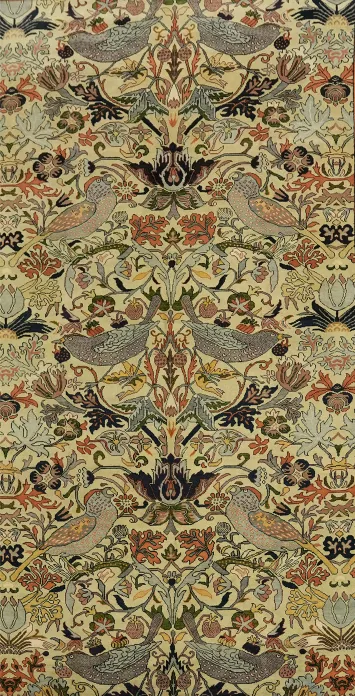 Large 10' x 12' Ziegler Green Rug - Floral & Bird Pattern - Hand-Knotted Indian Wool