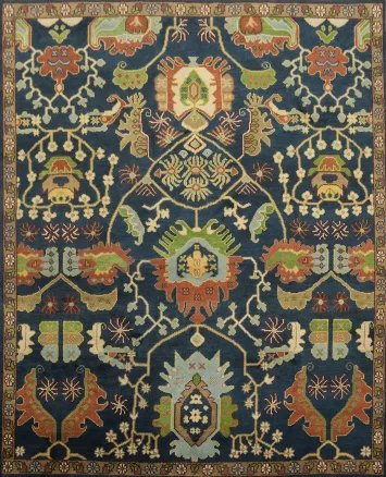Richly Patterned Traditional Ziegler Rug with Blue Background 8' x 10'