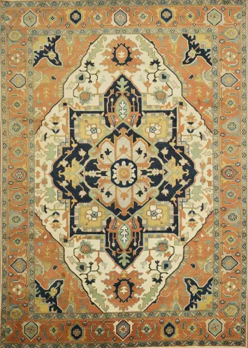 Traditional Heriz Serapi Oriental Large Rug - 10' x 14' Hand-Knotted