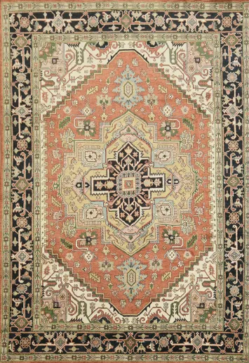 Traditional Heriz Serapi Oriental Large Rug - 10' x 14' Hand-Knotted
