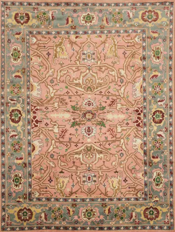 Pink and Blue Ziegler Oriental Area Rug 9x12 Hand-Knotted Wool