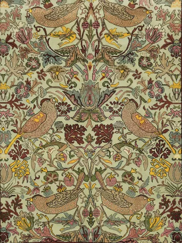 birds and delicate Green Ziegler Hand-Knotted Wool Rug 9x12 ft