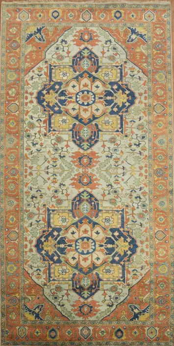 Large 10x20 Heriz Serapi Rug - Authentic Hand-Knotted Wool Mint Blue