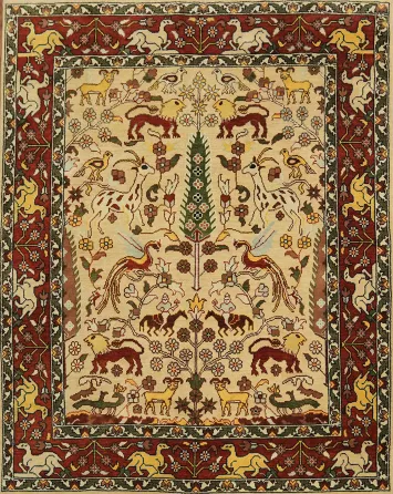 8'x10' Hunting Animal Pictorial Ziegler Oriental Rug | Hand-Knotted Wool