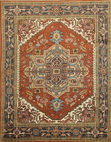 Authentic Heriz Serapi Persian-Style Rug - 8x10 Hand-Knotted Wool