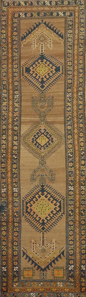Antique Heriz Bakhshayesh Persian Runner Wool Rug 4x14