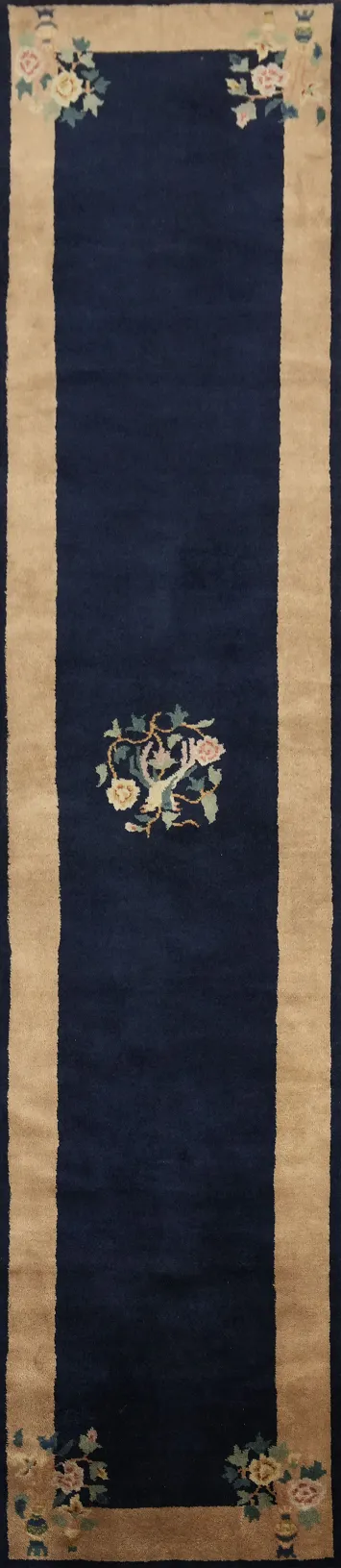 Art Deco Chinese Runner Wool Rug 2x11