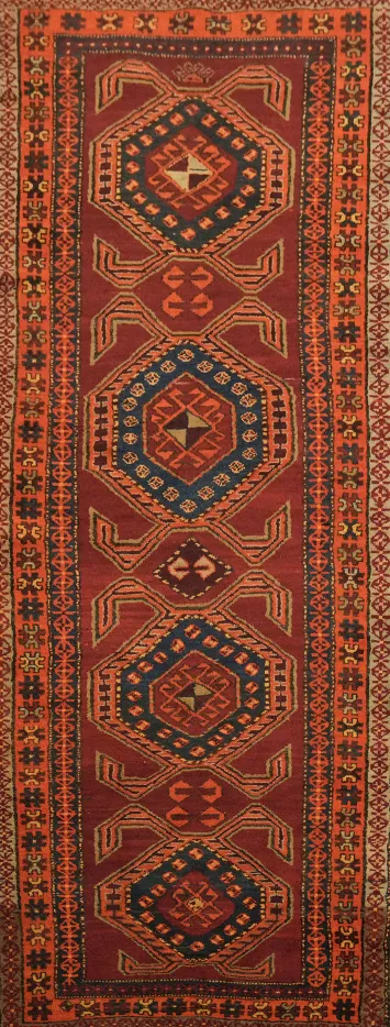 Wool Ardebil Persian Runner Rug 4x9
