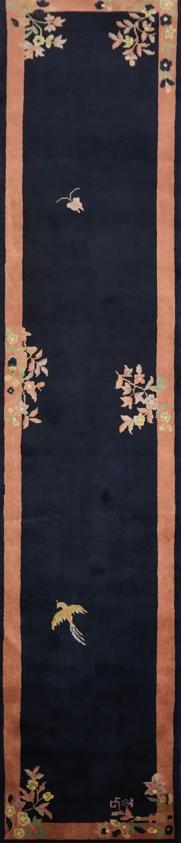 Art Deco Chinese Runner Wool Rug 2x11