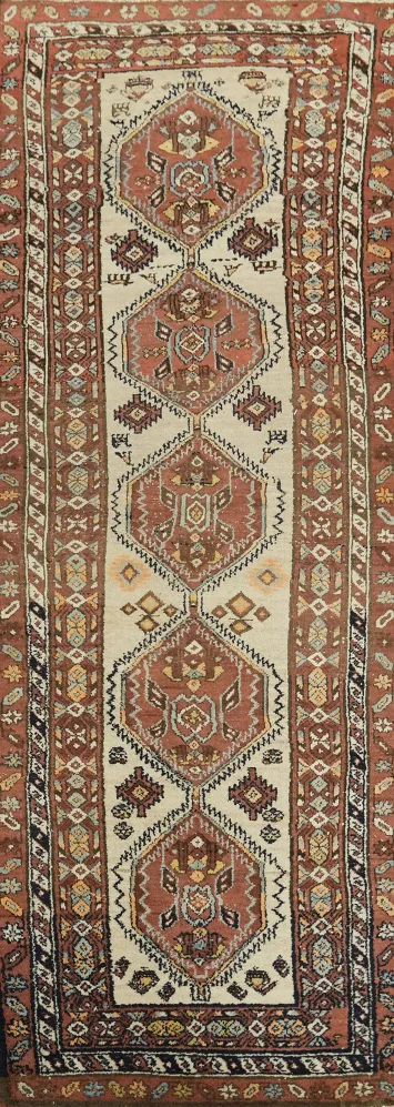 Geometric Wool Ardebil Persian Runner Rug 3x9