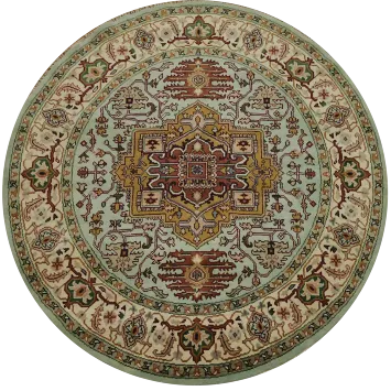 8'x8 Round Mint BlueTraditional Heriz Serapi Oriental Area Rug 8x8 ft