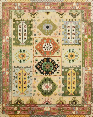 8'x10' Traditional Tribal South-western Rug with Vibrant Geometric Design