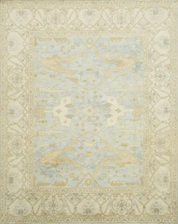Light Blue Traditional Oushak Hand Made Area Rug 8x10
