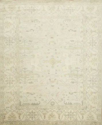 12'x15' Pale Blue and Pink Traditional Oushak Hand Made Large Rug