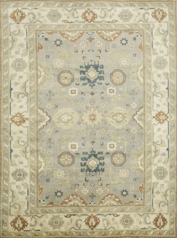 Elegant Cream and Grey Traditional Medallion Area Rug 10'x14'